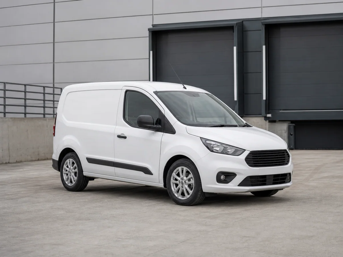 Compact cargo van parked in the city