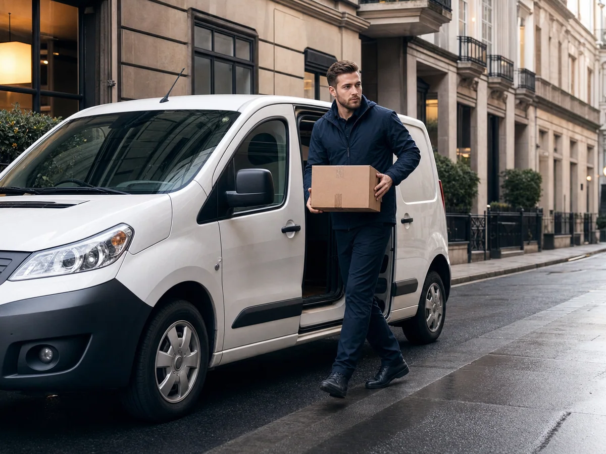 Small courier van for urgent city deliveries